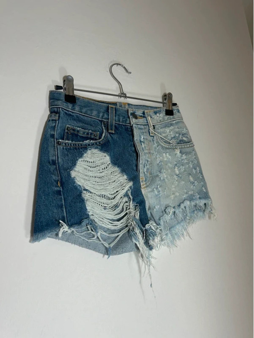 Y2K Vintage Light and Dark Wash Distressed Denim Shorts
